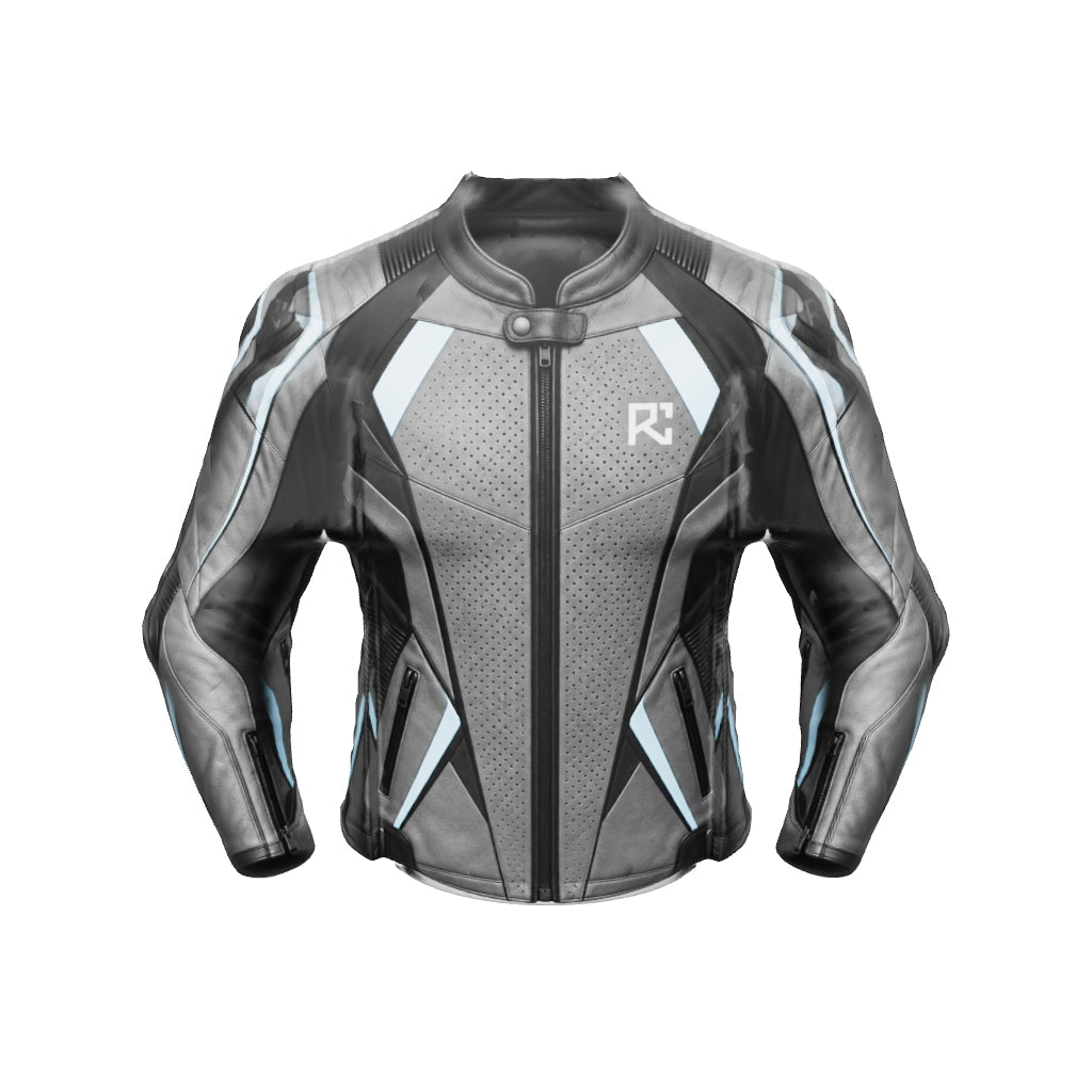 Riz Core Torque motorcycle jacket — improved approximate 3D design preview (v2), not a fit model